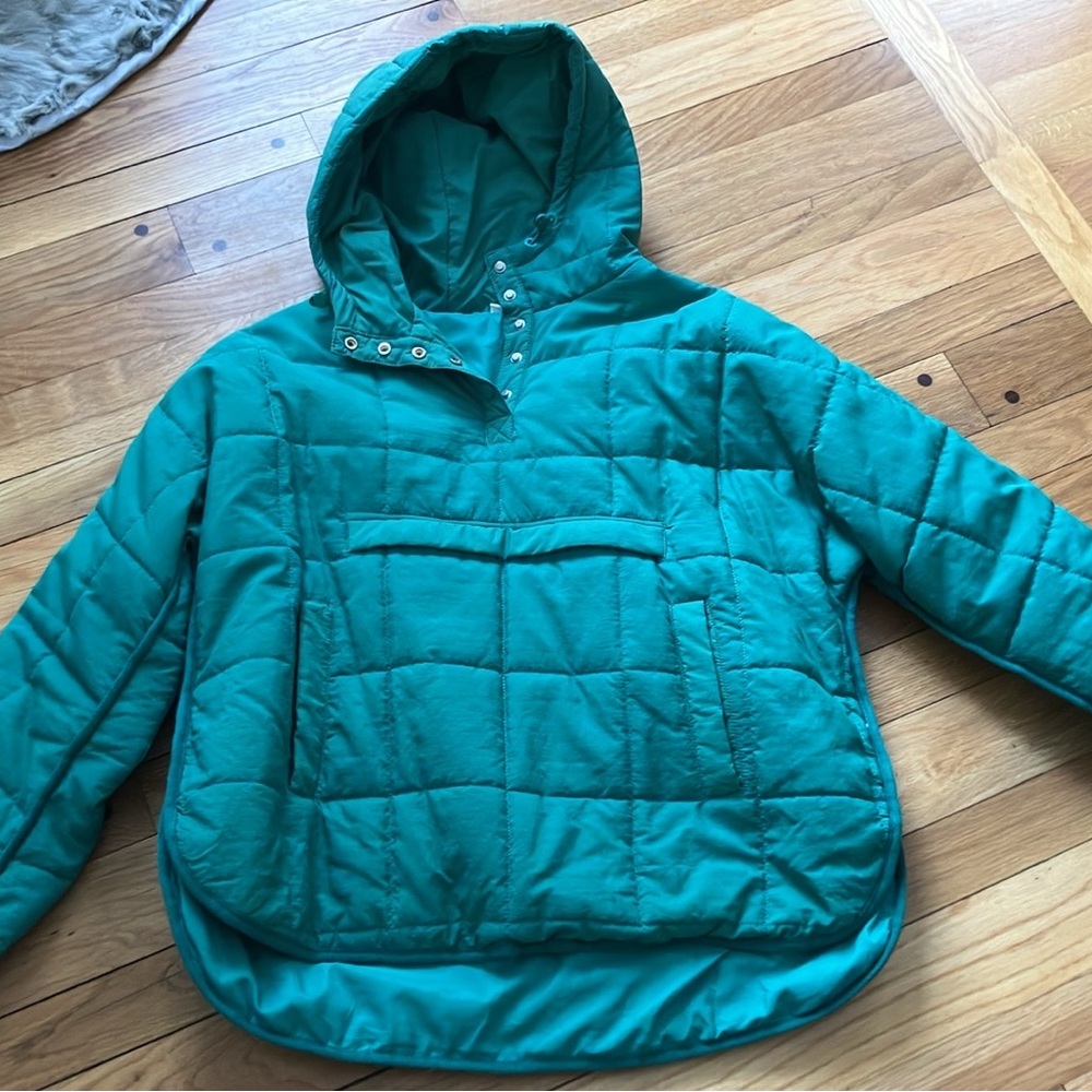 Teal Quilted Hooded Jacket